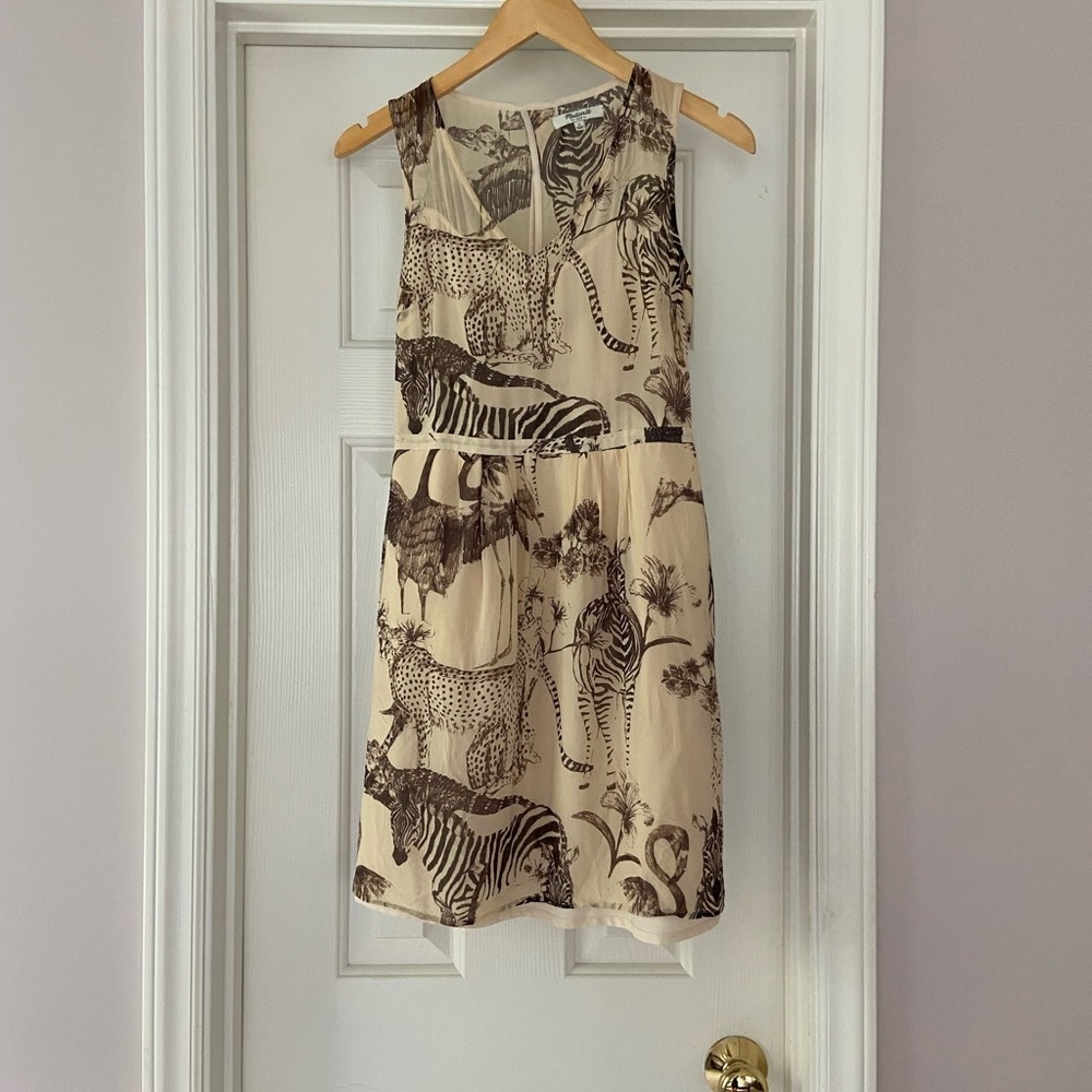 Madewell silk animal safari print dress 2
